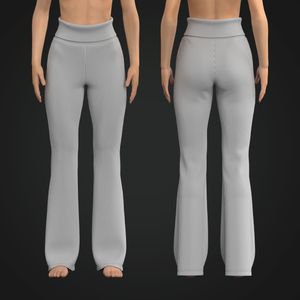 Ladies Ribbed Folded Waistband Flared Pants Tech Pack