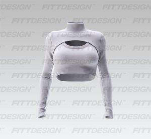 Ladies Ribbed Front Cut Out Long Sleeve Crop Top Smart Mockup