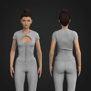 Ladies Ribbed Front Opening Fitted Tee Tech Pack