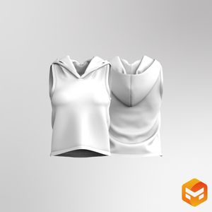 Ladies Ribbed Sleeveless Hoodie 3D Garment