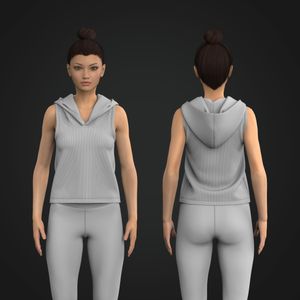 Ladies Ribbed Sleeveless Hoodie Tech Pack