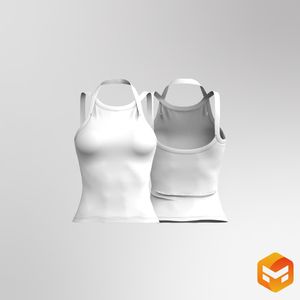 Ladies Ribbed Strappy Fitted Tank Top 3D Garment