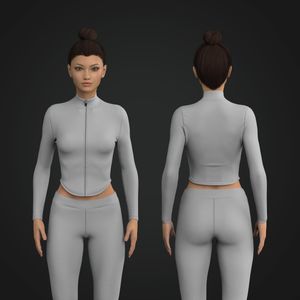 Ladies Ribbed Zip Up Crop Jacket Tech Pack