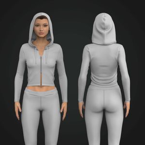 Ladies Ribbed Zip Up Hoodie Tech Pack