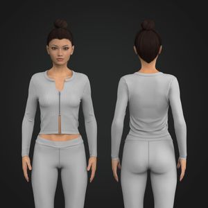 Ladies Ribbed Zip Up Long Sleeve Jacket Tech Pack