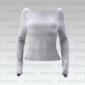 Ladies Round Neck Backless Long Sleeve Smart Mockup