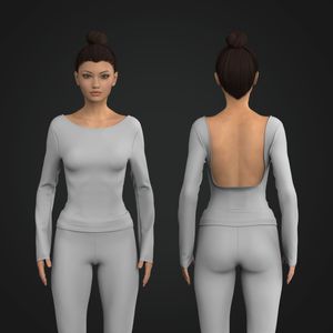 Ladies Round Neck Backless Long Sleeve Tee Tech Pack