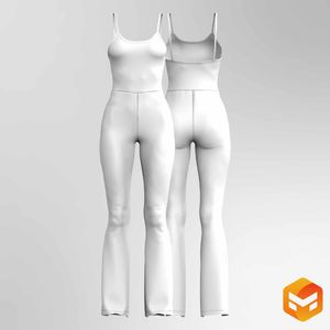 Ladies Rounded Camisole Neckline Flared Leg Jumpsuit - 3D Garment