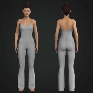 Ladies Rounded Camisole Neckline Flared Leg JumpSuit