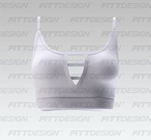 Ladies Rounded Camisole Neckline Front Cut Out Sports Bra Smart Mockup