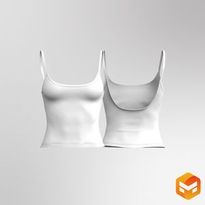 Ladies Rounded Camisole Neckline Open Back Fitted Tank Top 3D Garment