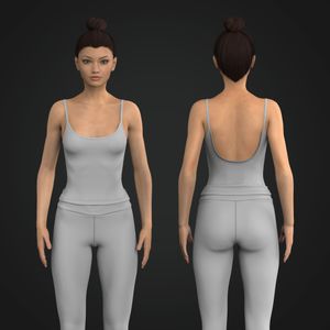 Ladies Rounded Camisole Neckline Open Back Fitted Tank Top Tech Pack