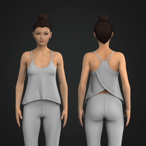 Ladies Rounded Camisole Neckline Overlapping Back Tank Top Tech Pack
