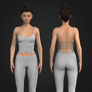 Ladies Rounded Camisole Neckline Strappy Back Cut Out Crop Top Tech Pack