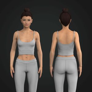 Ladies Rounded Camisole Neckline Wide Waistband Crop Top Tech Pack