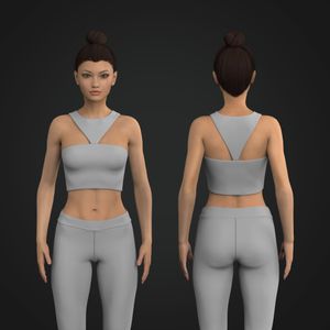Ladies Rounded Front Cut Out Open Back Fitted Crop Top Tech Pack