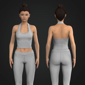 Ladies Rounded Mid Chest Halter Neckline Crop Top Tech Pack