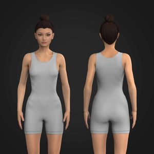 Ladies Rounded Neckline 5.00 Inch Inseam Bodysuit Tech Pack