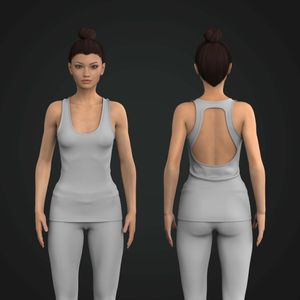 Ladies Rounded Neckline Back Cut Out Fitted Tank Top Tech Pack