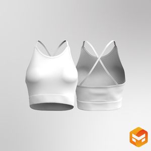 Ladies Rounded Neckline Criss Cross Back Mid Waist Tank Top 3D Garment
