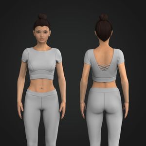 Ladies Rounded Neckline Criss Cross Back Straps Crop Tee Tech Pack