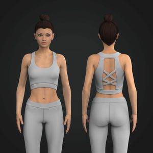 Ladies Rounded Neckline Criss Cross Cut Out Back Sports Bra Tech Pack