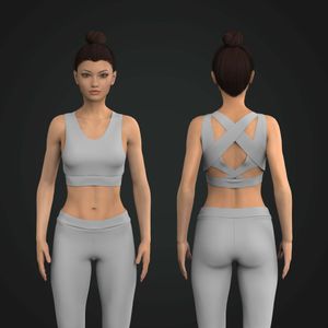 Ladies Rounded Neckline Criss Cross Open Back Crop Bra Tech Pack