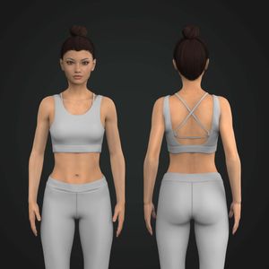 Ladies Rounded Neckline Criss Cross Open Back Sports Bra Tech Pack
