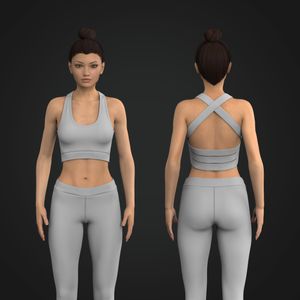 Ladies Rounded Neckline Criss Cross Wide Strap Backless Sports Bra Tech Pack