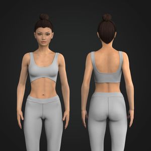 Ladies Rounded Neckline Curved Bottom Sports Bra Tech Pack