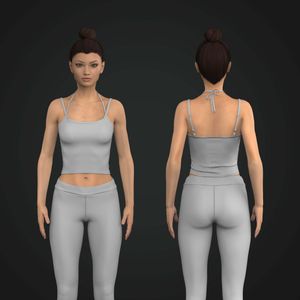 Ladies Rounded Neckline Double Strap Crop Top