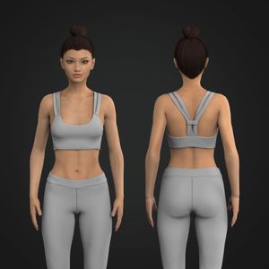 Ladies Rounded Neckline Dual Strap Crop Bra Tech Pack