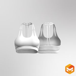 Ladies Rounded Neckline Dual Strap Sports Bra 3D Garment