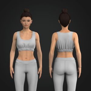 Ladies Rounded Neckline Elasticated Waistband Racer Back Crop Bra Tech Pack