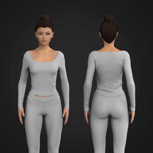 Ladies Rounded Neckline Fitted Long Sleeve Top Tech Pack