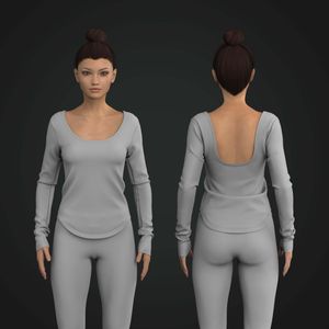 Ladies Rounded Neckline Knuckle Length Scallop Bottom Tee Tech Pack