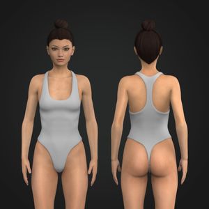Ladies Rounded Neckline Racer Back Bodysuit