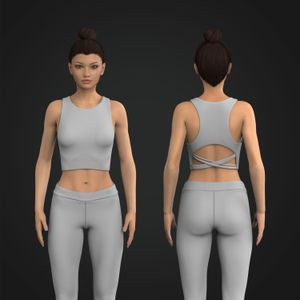 Ladies Rounded Neckline Racer Back Strappy Cut Out Sports Bra Tech Pack