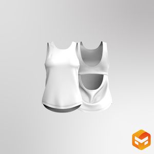 Ladies Rounded Neckline Relaxed Scallop Bottom Tank Top 3D Garment