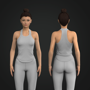 Ladies Rounded Neckline Scallop Bottom Tank Top Tech Pack