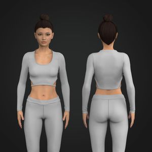 Ladies Rounded Neckline Side Cut Out Long Sleeve Top Tech Pack