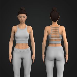 Ladies Rounded Neckline Strappy Back Cut Out Crop Tank Top Tech Pack