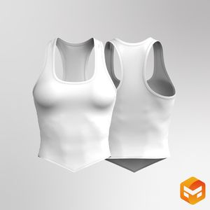Ladies Rounded Neckline V-Shaped Bottom Tank Top - 3D Garment