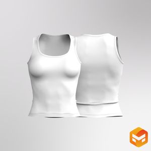 Ladies Rounded Neckline Wide Racer Back Fitted Tank Top 3D Garment