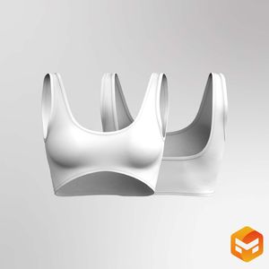 Ladies Rounded Necklined Curved Bottom Sports Bra 3D Garment