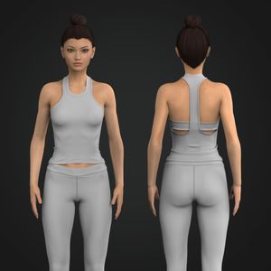Ladies Rounded Upper Neckline Back Cut Out Fitted Tank Top Tech Pack