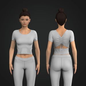 Ladies Ruched Adjustable Back Cut Out Fitted Tee Tech Pack