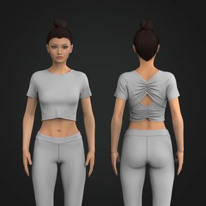Ladies Ruched Back Cut Out Crop Tee Tech Pack