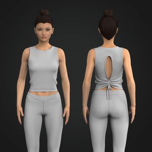 Ladies Ruched Back Cut Out Fitted Tank Top Tech Pack