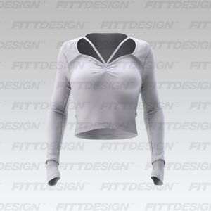 Ladies Ruched Bust Flared Long Sleeve Fitted Top Smart Mockup